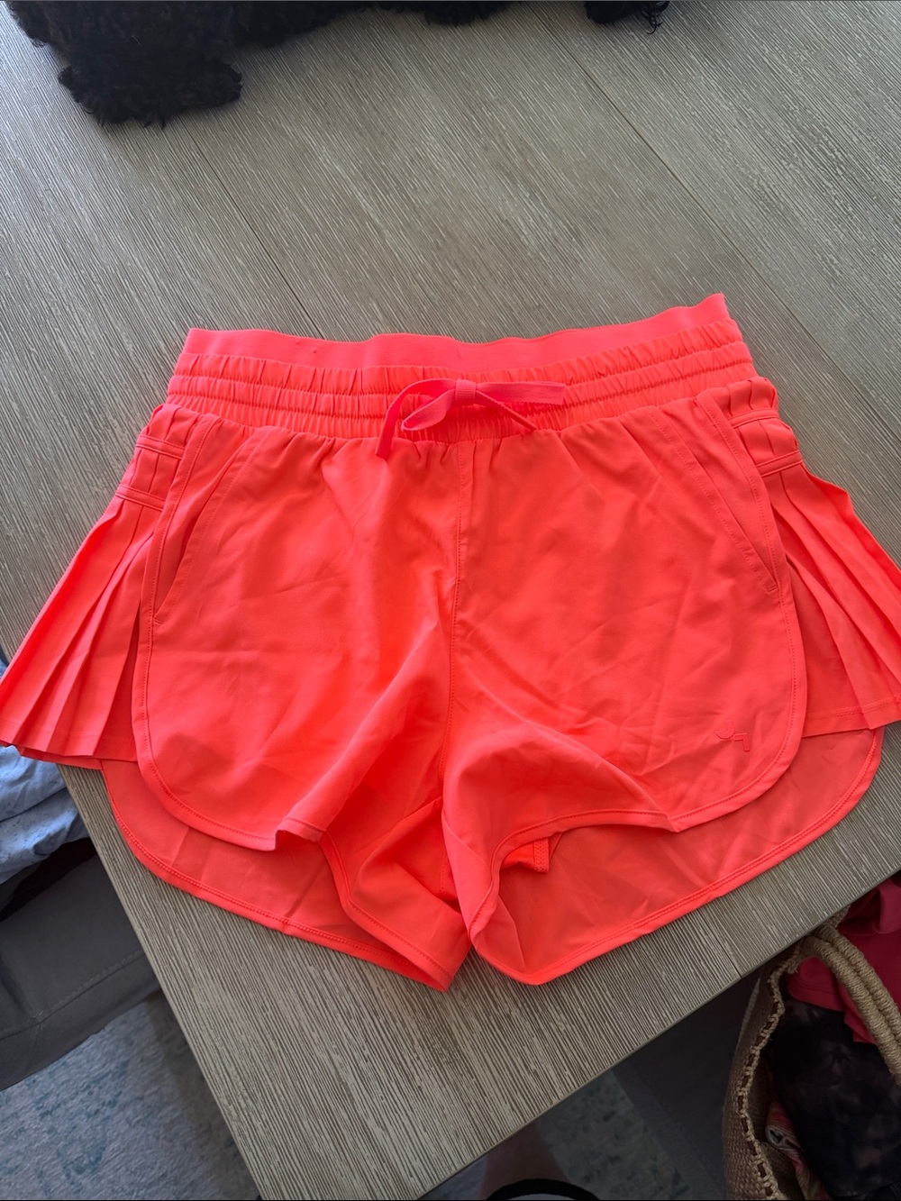 JoyLab Bright Coral-Orange Athletic Shorts with Pleated Sides